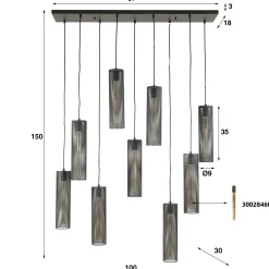Suspension contemporaine grillagée 9 abat-jour RALF