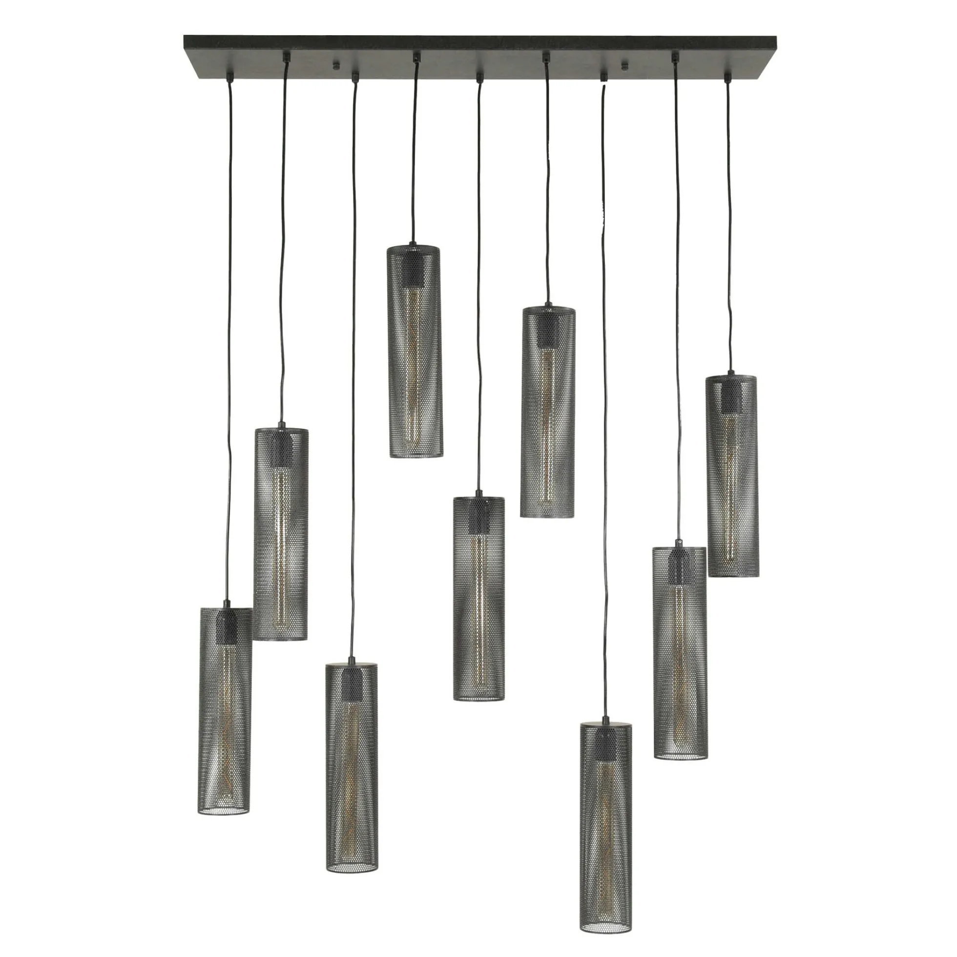 Suspension contemporaine grillagée 9 abat-jour RALF