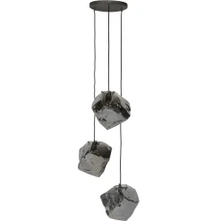 Suspension contemporaine 3 lampes effet glaçon finition chromée NIAGARA