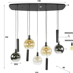 Suspension cuisine design 9 abat-jour assortis NOVA