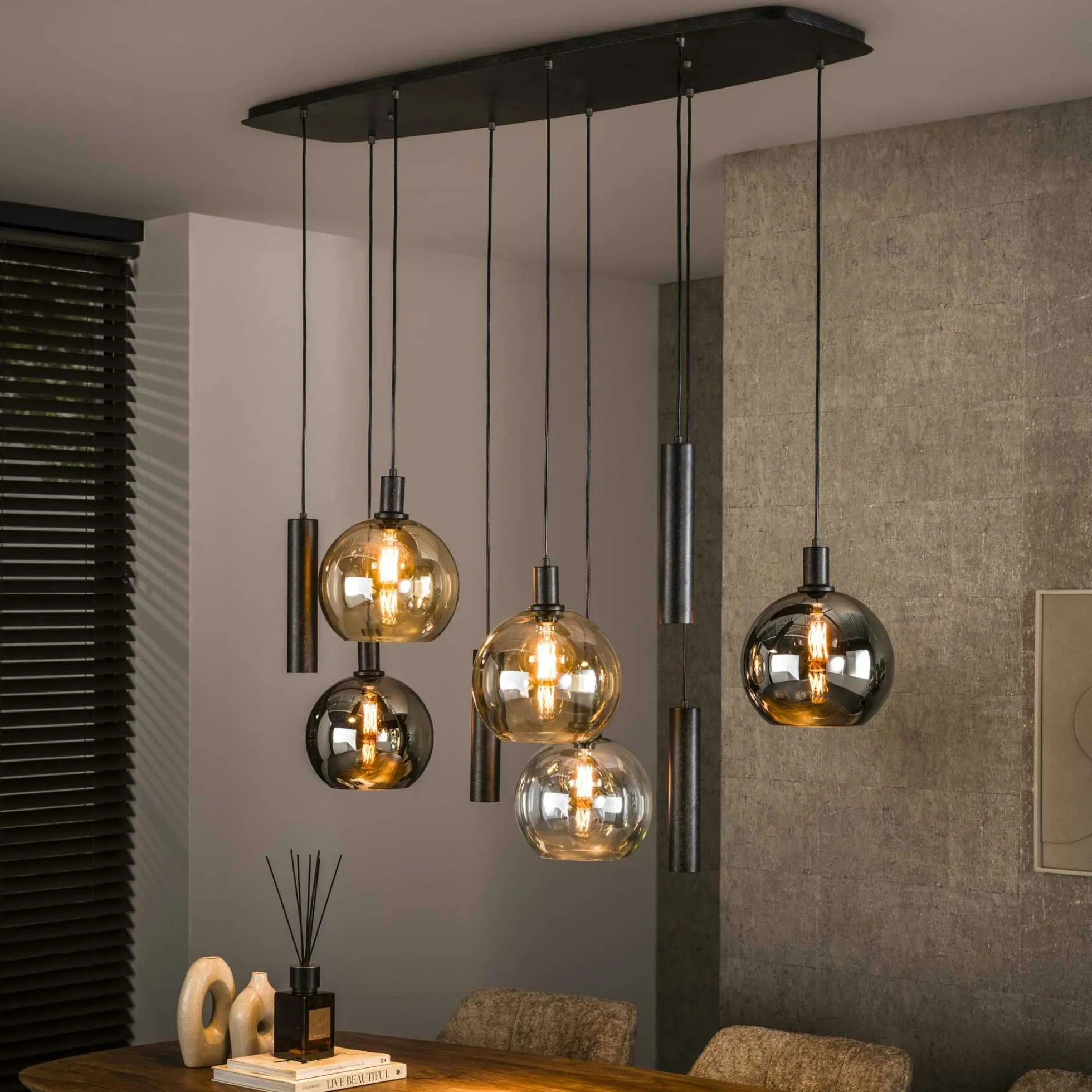 Suspension cuisine design 9 abat-jour assortis NOVA