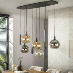 Suspension cuisine design 9 abat-jour assortis NOVA
