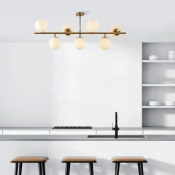 Suspension cuisine design – 7 globes sur barre SIERRE