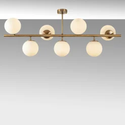 Suspension cuisine design – 7 globes sur barre SIERRE