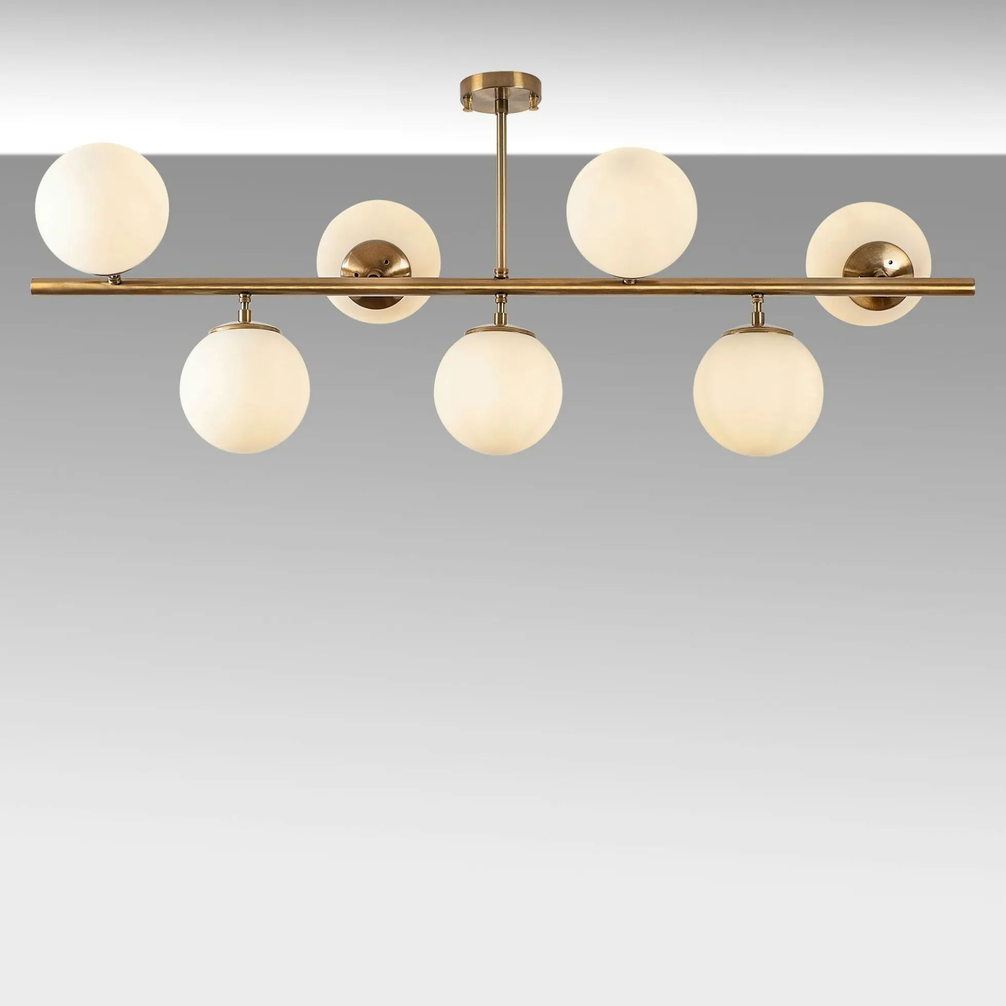 Suspension cuisine design – 7 globes sur barre SIERRE