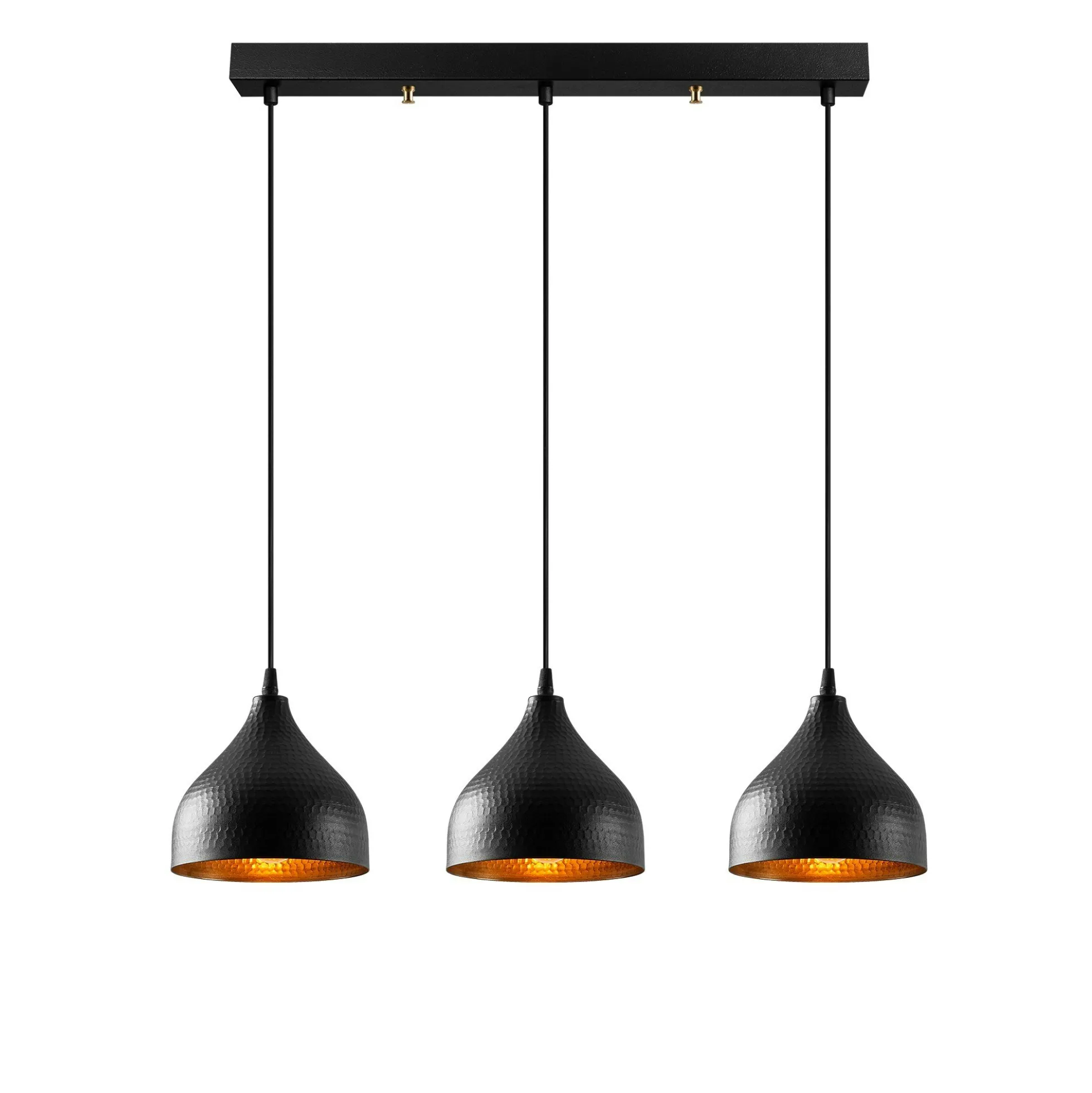 Suspension cuisine noire 3 abat-jour alvéolés SILE