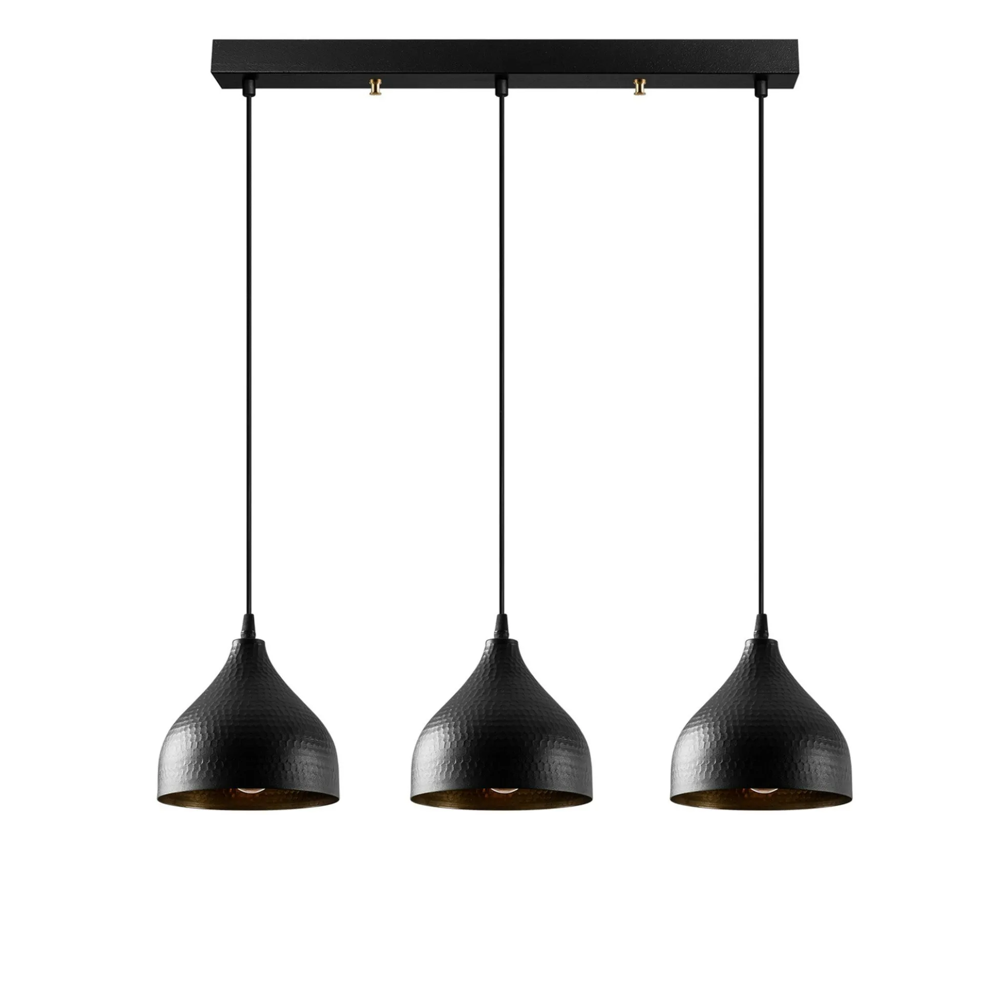 Suspension cuisine noire 3 abat-jour alvéolés SILE