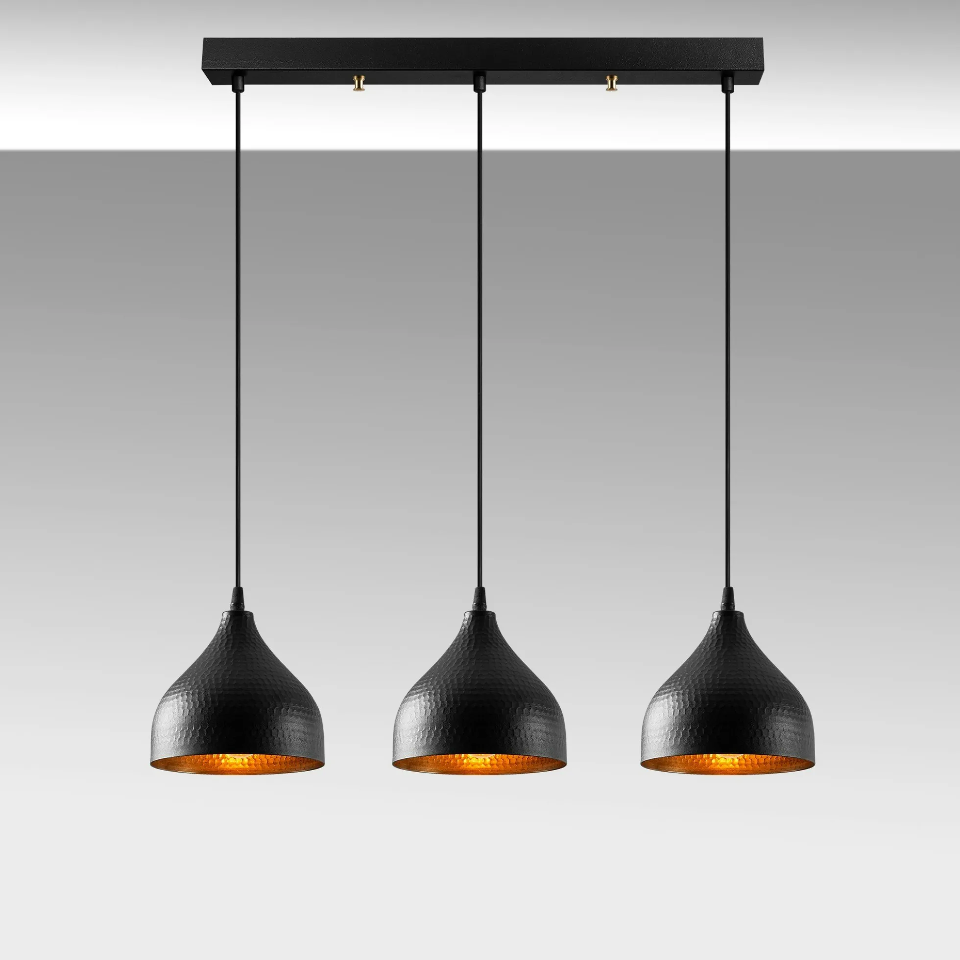 Suspension cuisine noire 3 abat-jour alvéolés SILE