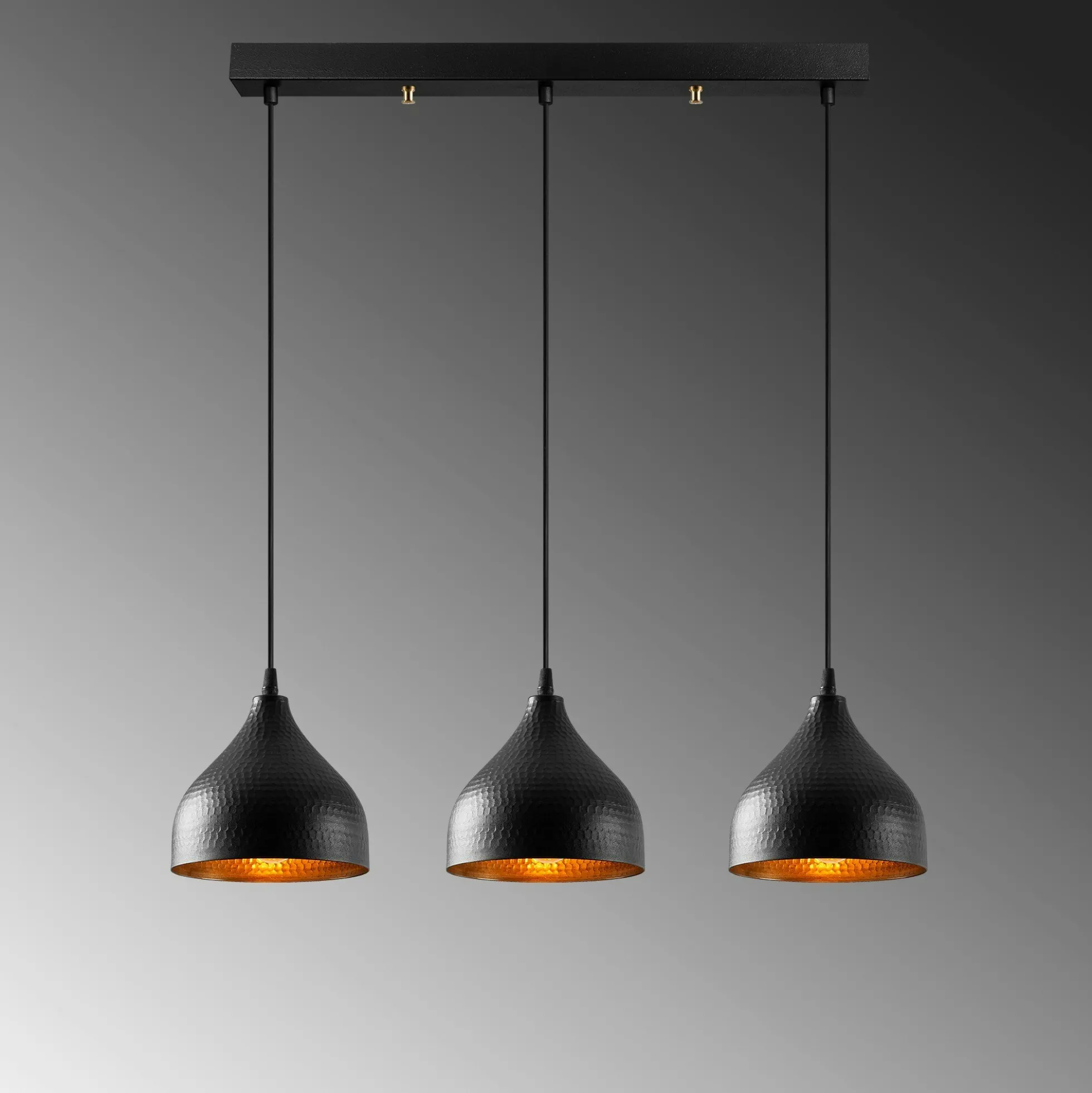 Suspension cuisine noire 3 abat-jour alvéolés SILE