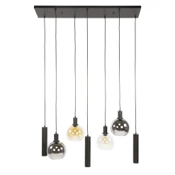 Suspension cuisine vintage - 4 globes verre, 3 cylindres NOVA