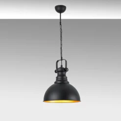 Suspension cuisine vintage noire & dorée avec poignée SILE