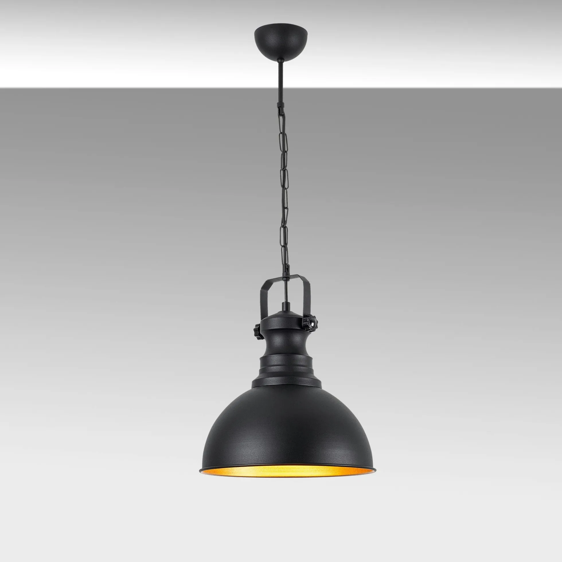 Suspension cuisine vintage noire & dorée avec poignée SILE