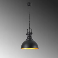Suspension cuisine vintage noire & dorée avec poignée SILE