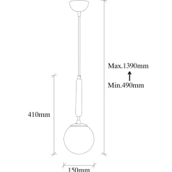 Suspension de chambre – globe blanc et or SIERRE