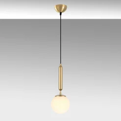 Suspension de chambre – globe blanc et or SIERRE