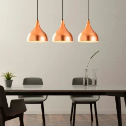 Suspension de cuisine moderne, 3 abat-jour cuivre SILE