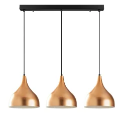 Suspension de cuisine moderne, 3 abat-jour cuivre SILE