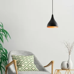 Suspension de cuisine noire mate – intérieur cuivré SILE