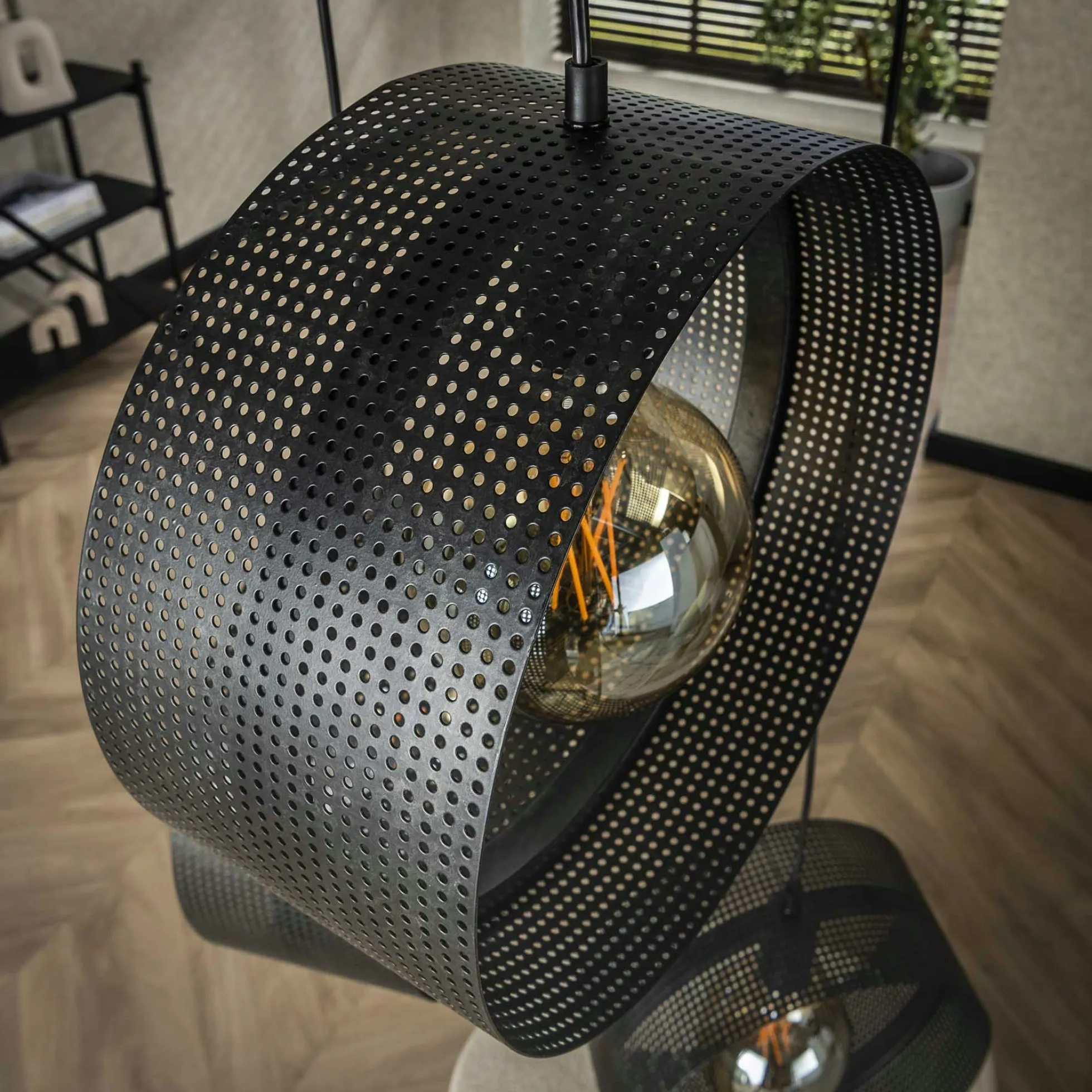 Suspension design 3 anneaux en métal perforé RALF