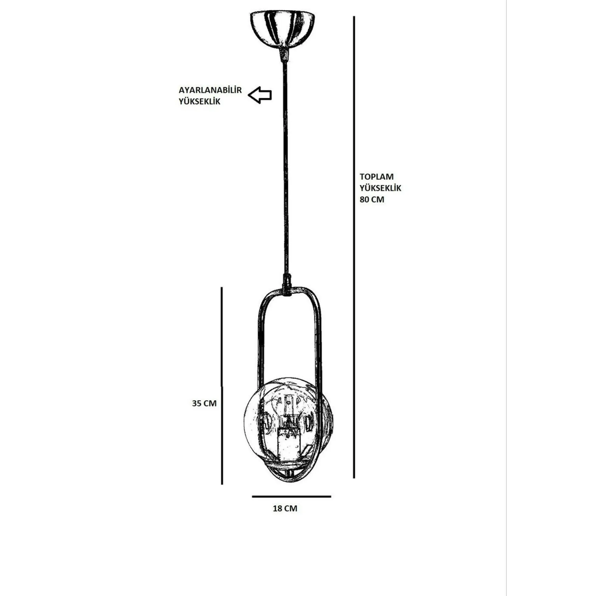 Suspension design dorée 1 globe verre dépoli sur cadre SIERRE