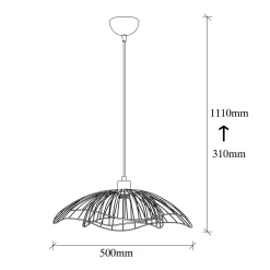 Suspension design filaire double fleur dorée 50 cm SINOP
