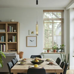 Suspension design LED – abat‑jour verre taillé ambré 365 cm SOLANA
