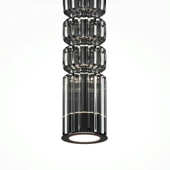 Suspension design LED – abat‑jour verre taillé gris SOLANA