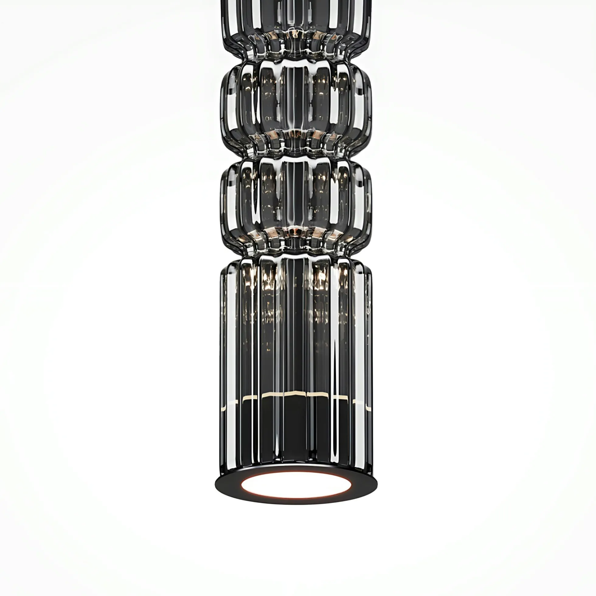 Suspension design LED – abat‑jour verre taillé gris SOLANA