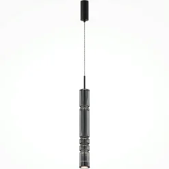 Suspension design LED – abat‑jour verre taillé gris SOLANA