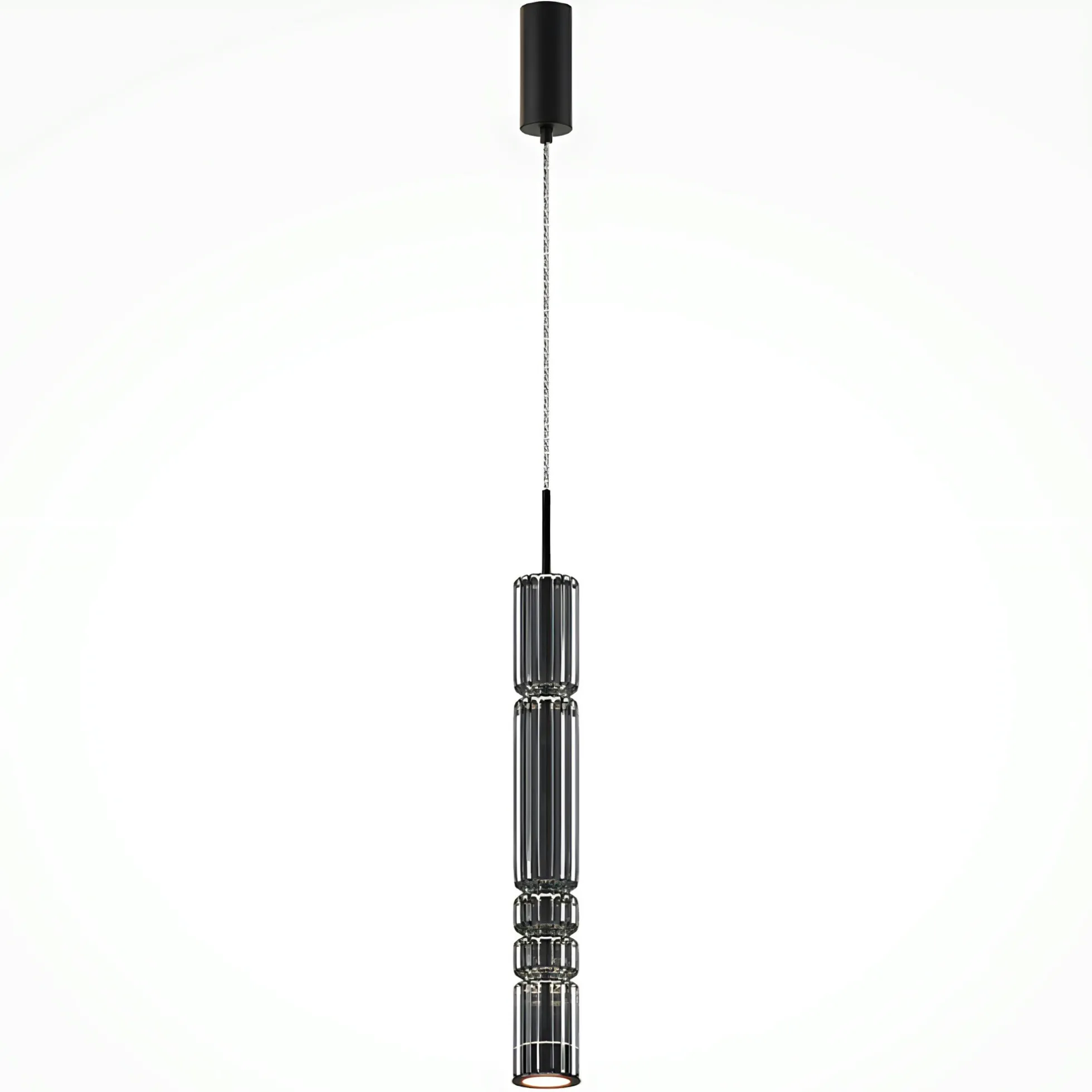 Suspension design LED – abat‑jour verre taillé gris SOLANA