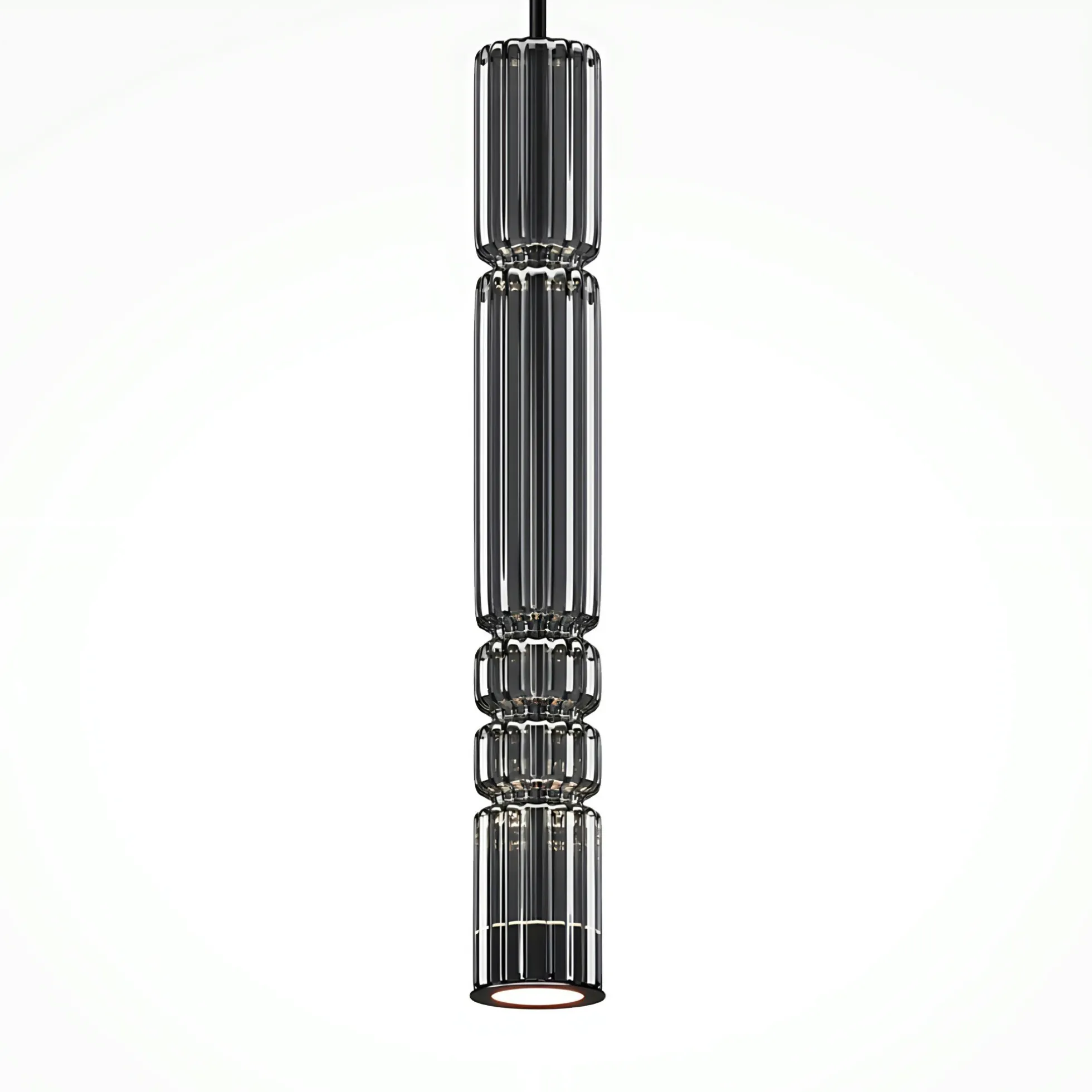 Suspension design LED – abat‑jour verre taillé gris SOLANA