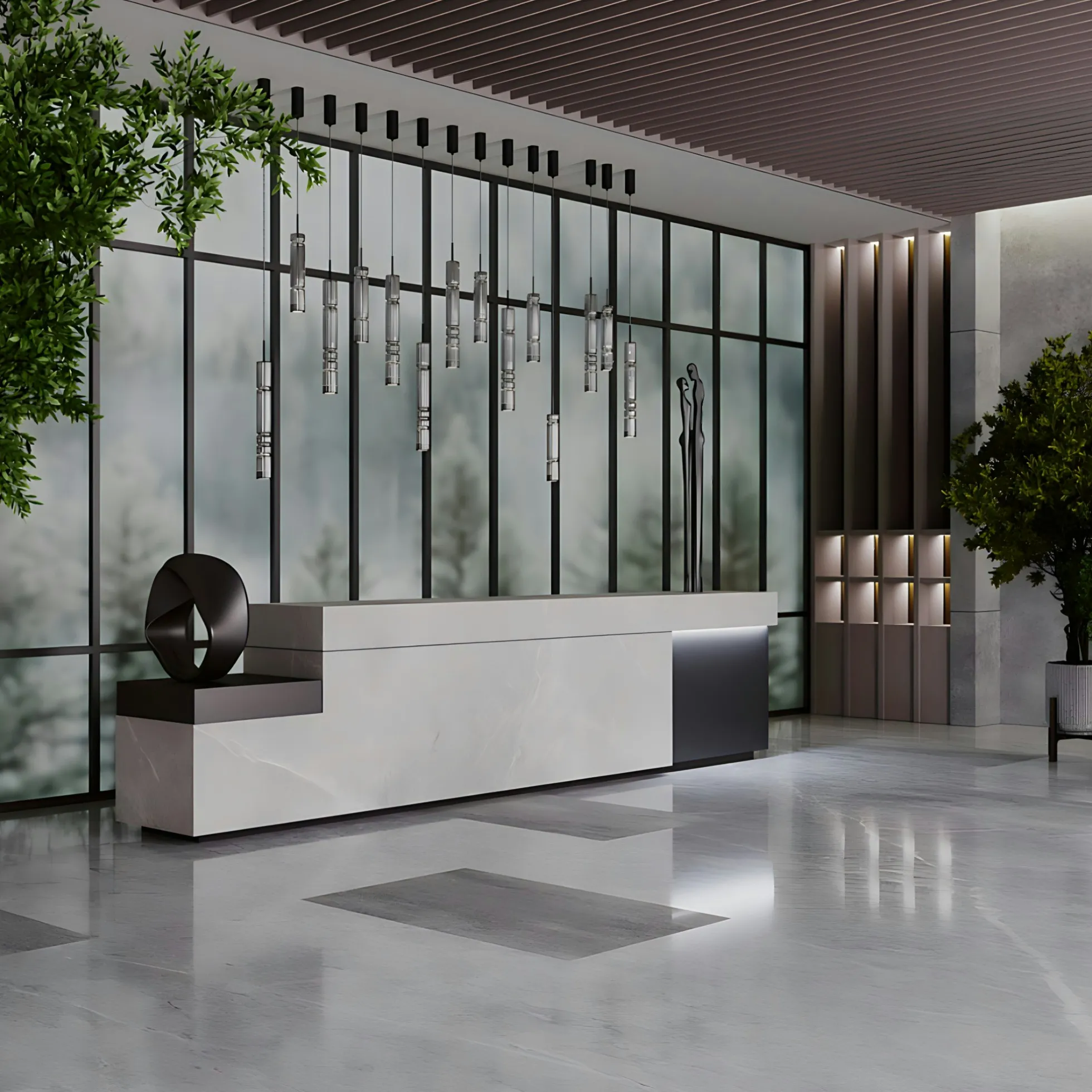 Suspension design LED – abat‑jour verre taillé gris SOLANA