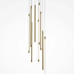 Suspension design LED – cascade de 9 lampes dorées SALEM