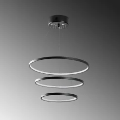 Suspension design LED – noire, 3 anneaux spirale VIESTE