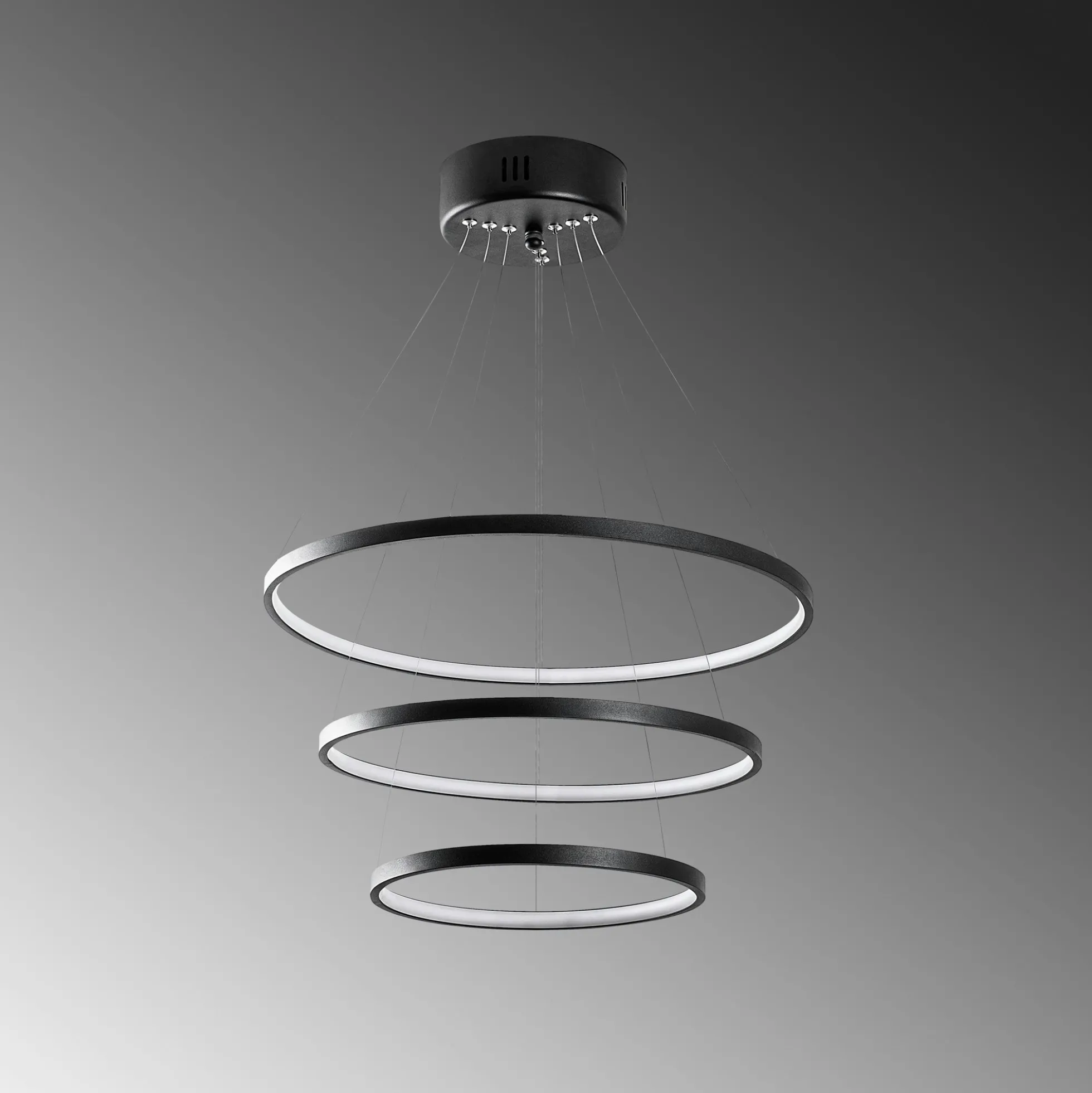 Suspension design LED – noire, 3 anneaux spirale VIESTE