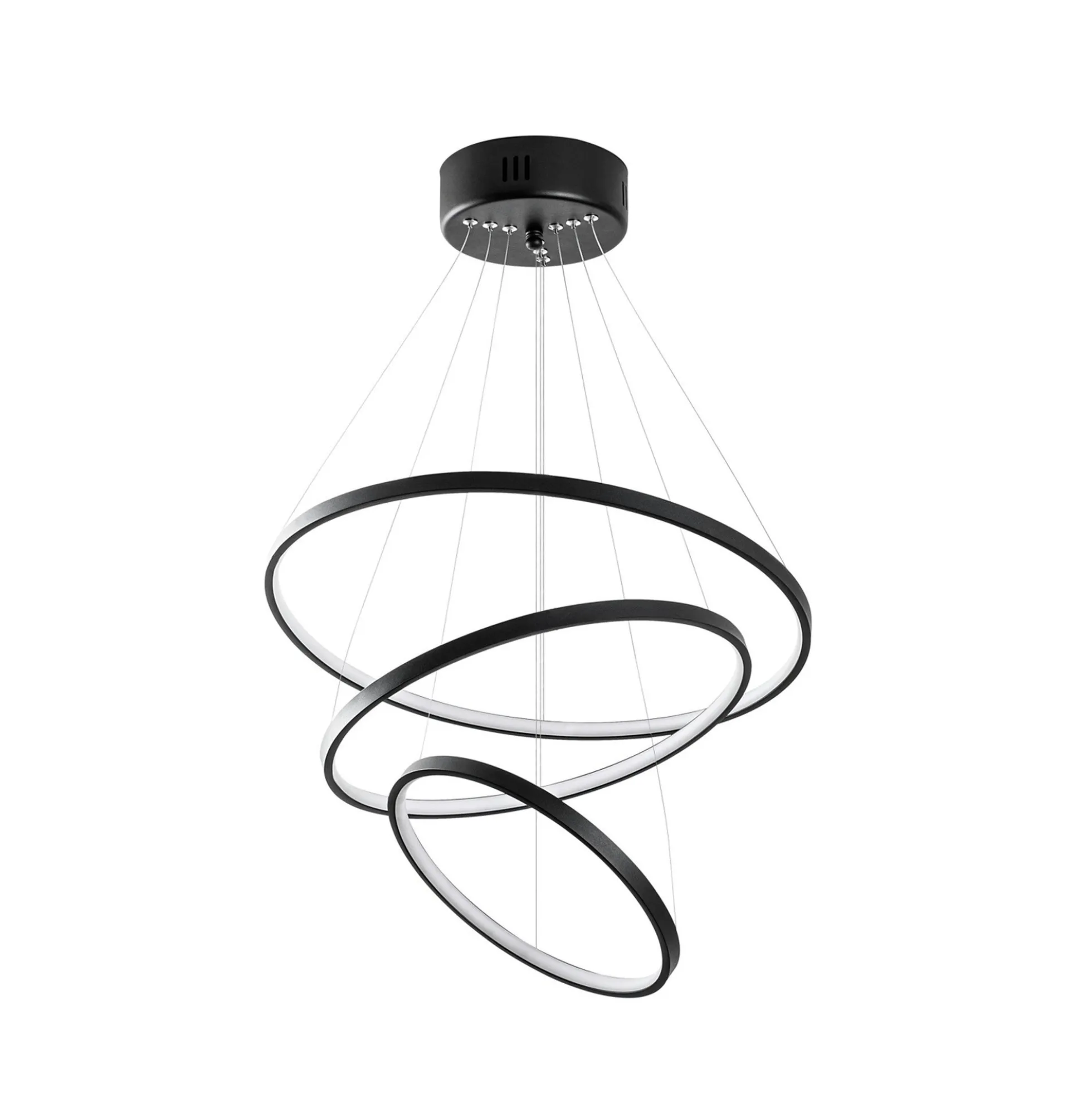 Suspension design LED – noire, 3 anneaux spirale VIESTE