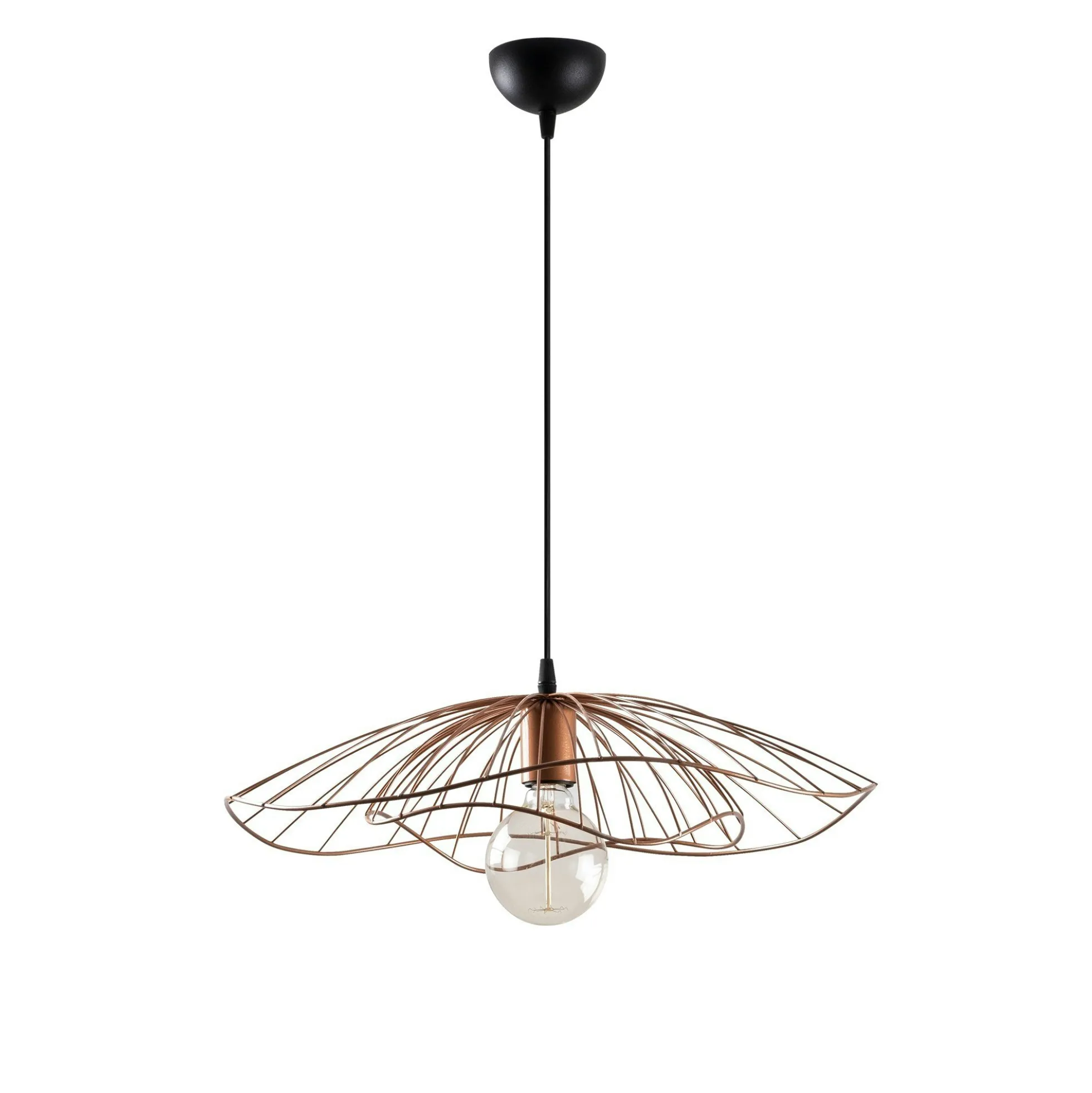 Suspension design métal cuivré filaire forme fleur SINOP