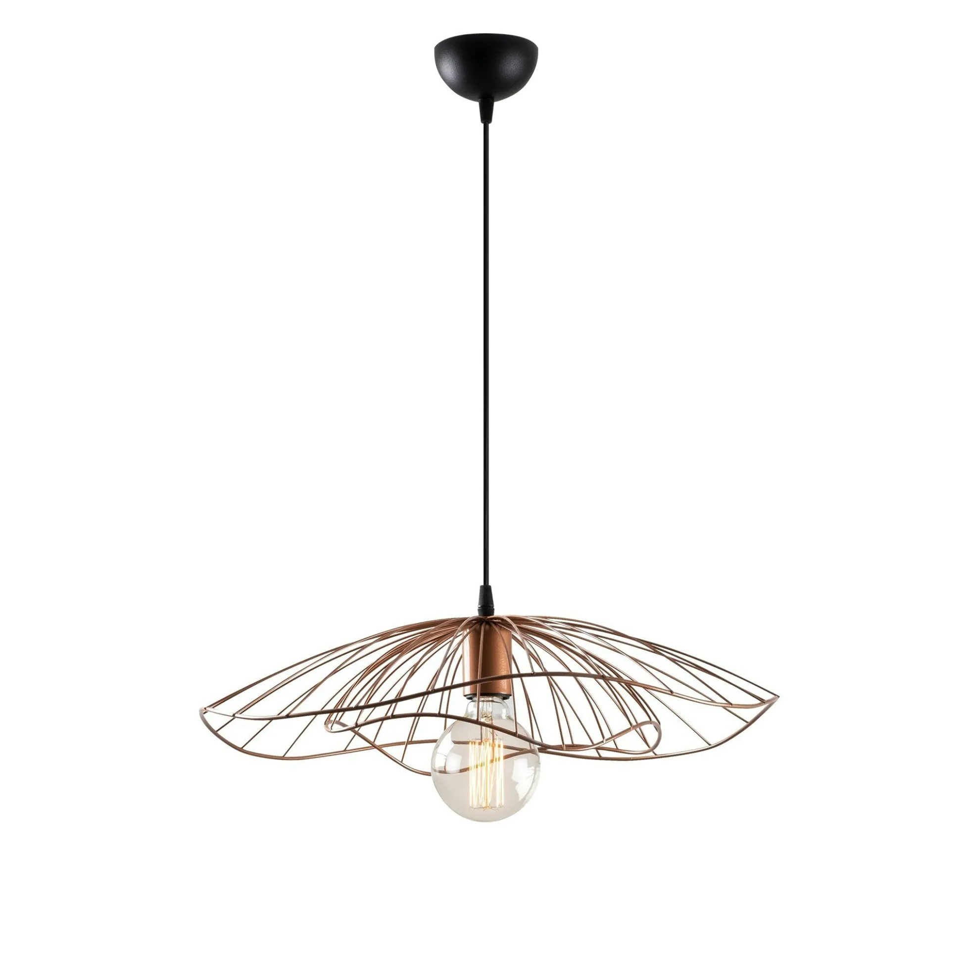 Suspension design métal cuivré filaire forme fleur SINOP