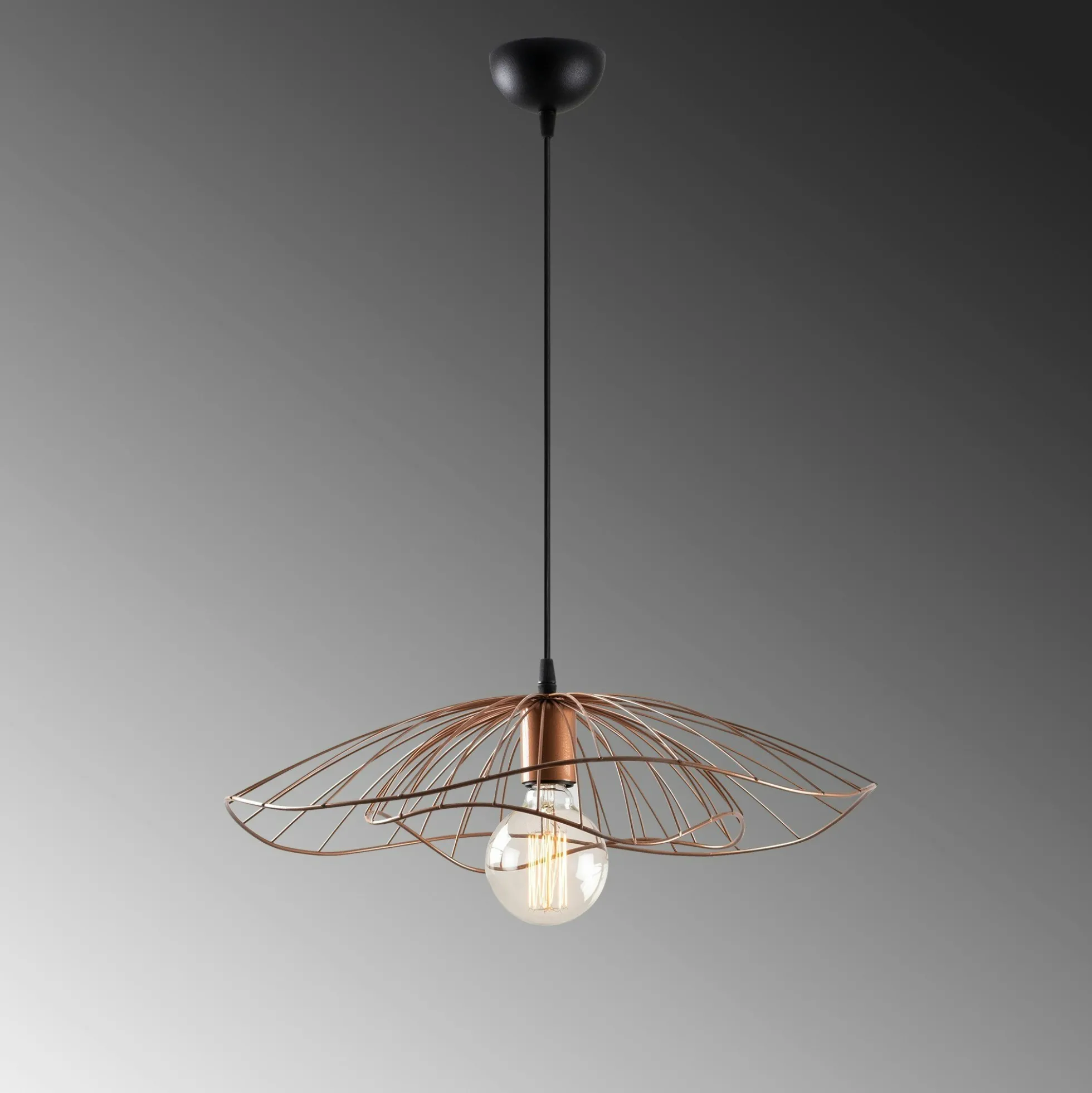 Suspension design métal cuivré filaire forme fleur SINOP