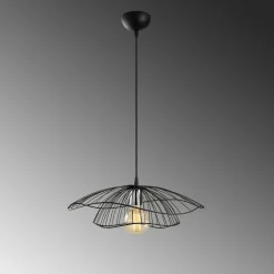 Suspension design métal noir filaire forme fleur SINOP