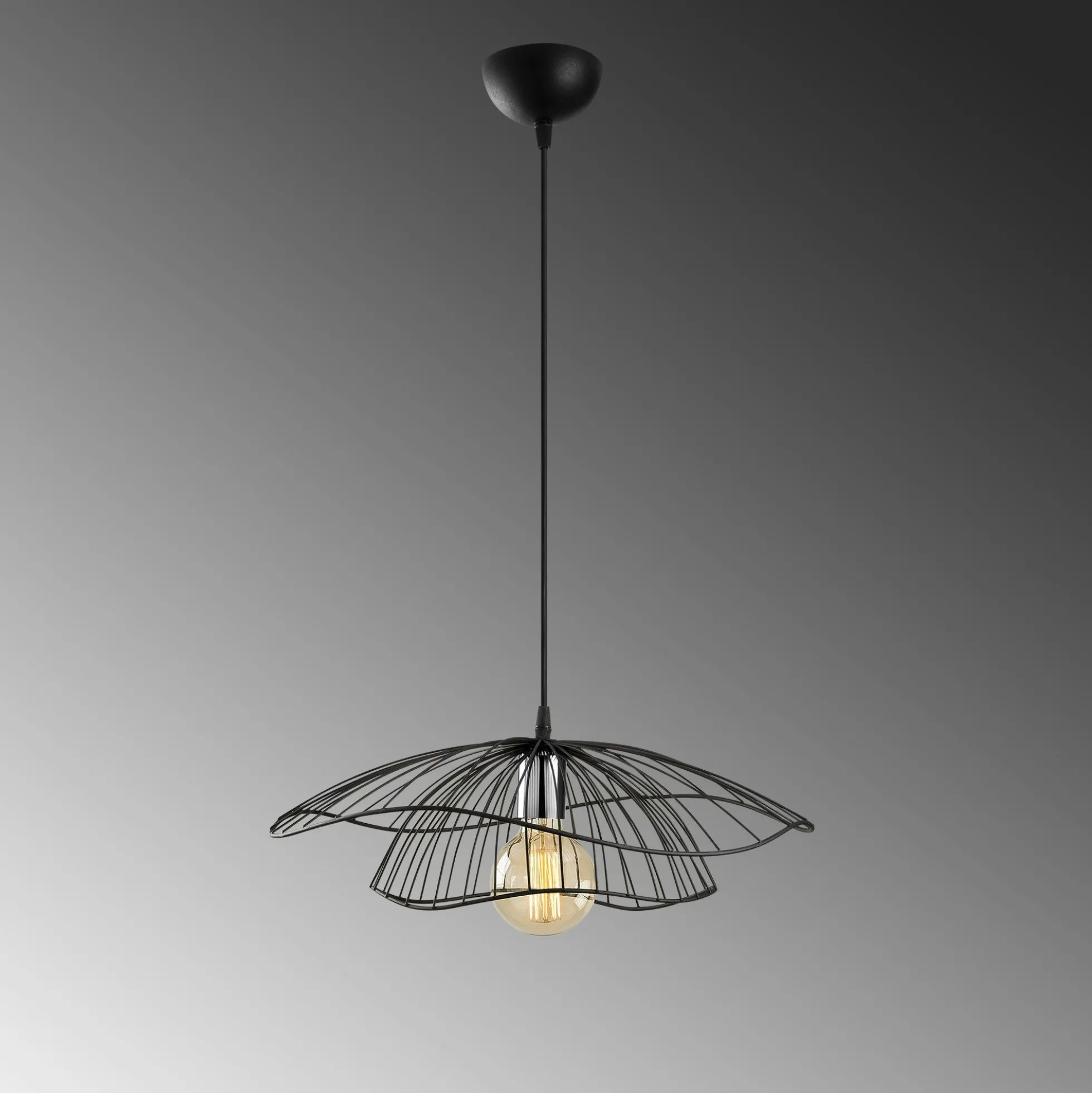 Suspension design métal noir filaire forme fleur SINOP