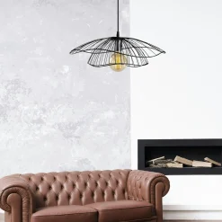 Suspension design métal noir filaire forme fleur SINOP