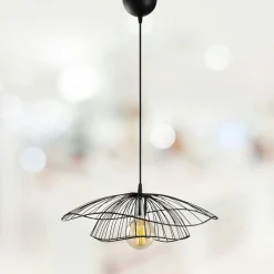 Suspension design métal noir filaire forme fleur SINOP