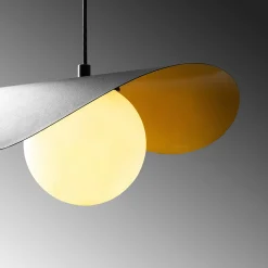 Suspension design noire & doré abat-jour galbé 1 globe SINOP