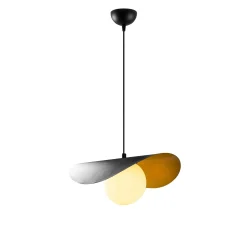 Suspension design noire & doré abat-jour galbé 1 globe SINOP