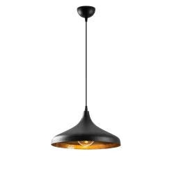 Suspension design noire & dorée évasée, fini alvéolé SILE