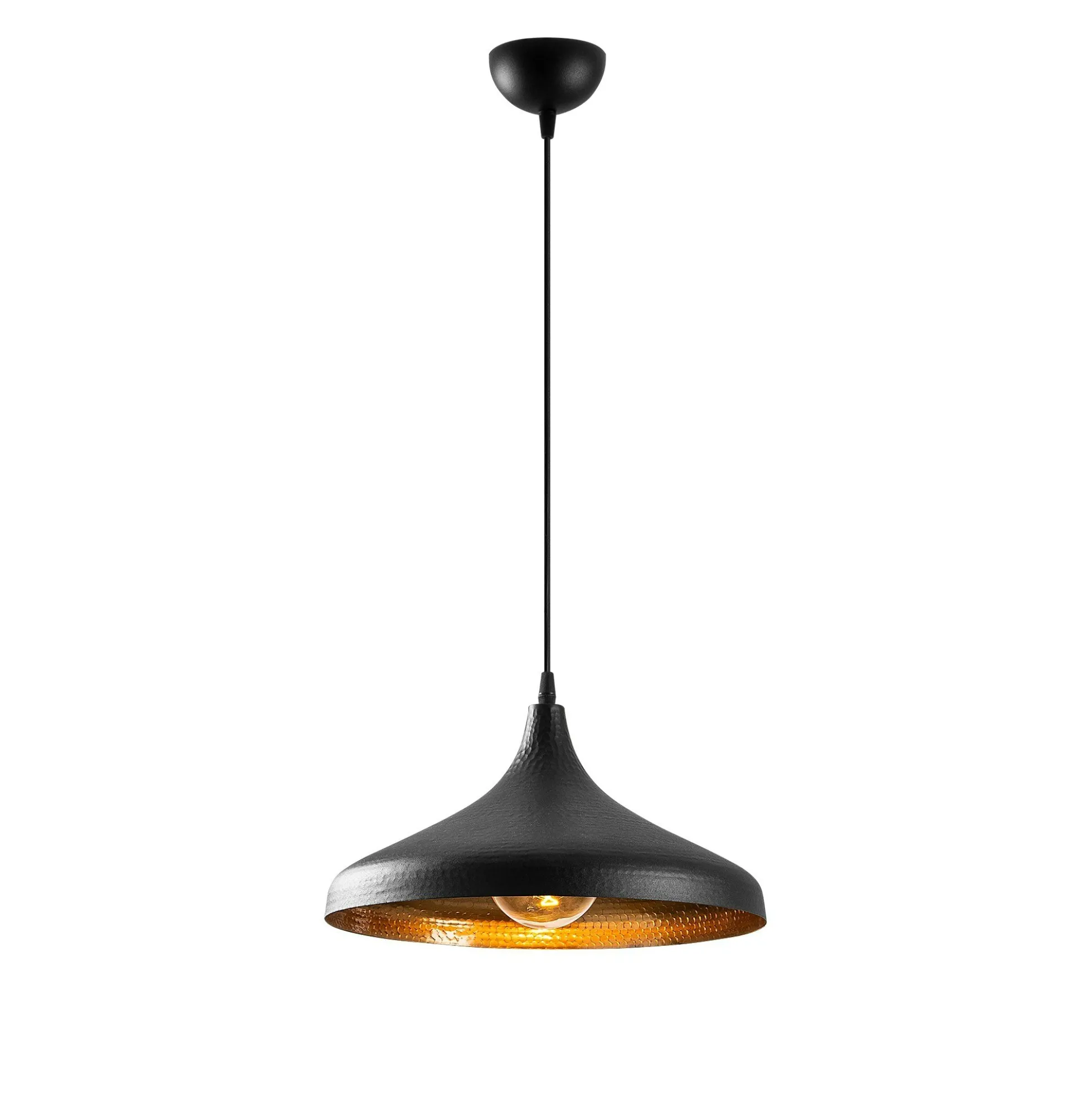 Suspension design noire & dorée évasée, fini alvéolé SILE