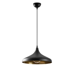 Suspension design noire & dorée évasée, fini alvéolé SILE