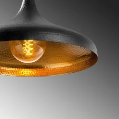 Suspension design noire & dorée évasée, fini alvéolé SILE