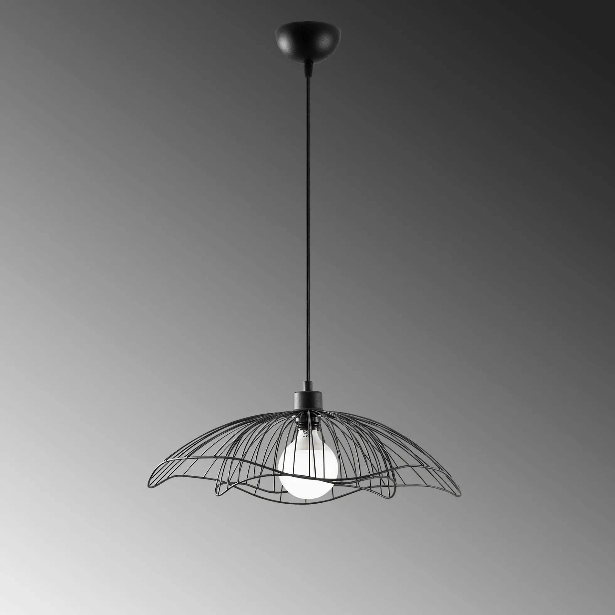 Suspension design noire filaire forme fleur 50 cm SINOP